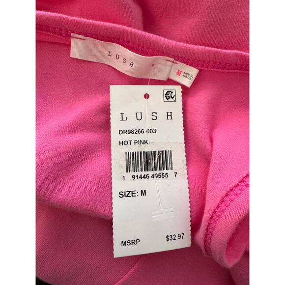 NEW LUSH NORDSTROM Hot Pink Sleeveless Draping Sheath Dress Size M - Picture 3 of 4